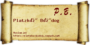 Platzkó Bódog névjegykártya